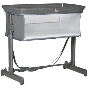Culla Fianco Letto 86x50x83 cm in Tessuto a Rete Grigia