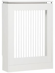 Copritermosifone a Doghe 60x18x84 cm in MDF e Acciaio Bianco