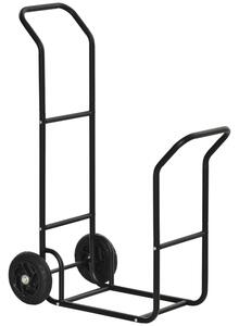 Portalegna per Camino 77x42x105 cm con Ruote in Acciaio Nero