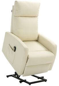 Poltrona Alzapersona Elettrica in Similpelle Crema