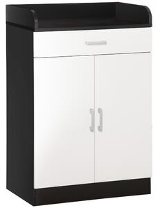 Mobiletto 1 Cassetto 2 Ante 60x40x90 cm in MDF Bianco e Nero