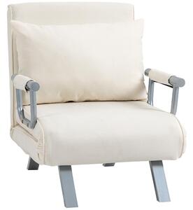 Poltrona Letto Singolo Trasformabile 65x69x82 cm in Tessuto Beige