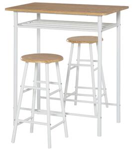 Set Tavolo Alto 80x50x90 cm e 2 Sgabelli Bianco