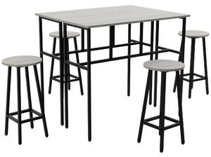 Set 2 Tavoli Alti 100x40x90 cm e 4 Sgabelli Grigio