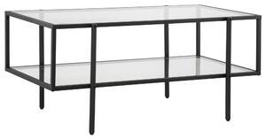 Tavolino 2 Ripiani 100x55x45,5 cm in Acciaio e Vetro Nero
