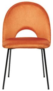 Set di 2 sedie da pranzo rivestimento in velluto arancione gambe nere glamour retrò Beliani