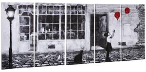 Stampa su Tela con Bambina 80x40 cm 5 Pezzi in Legno di Pino