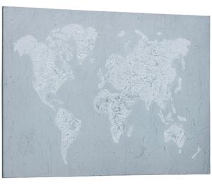 Stampa su Tela Mondo 120x90 cm in Legno di Pino Grigio e Bianco