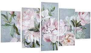 Stampa su Tela con Fiori 200x100 cm 5 Pezzi in Legno di Pino