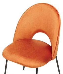 Set di 2 sedie da pranzo rivestimento in velluto arancione gambe nere glamour retrò Beliani