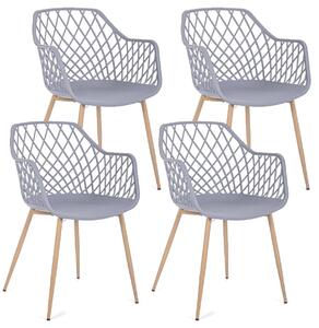 Set 4 Sedie 58x54x85,5 cm in Plastica Grigio