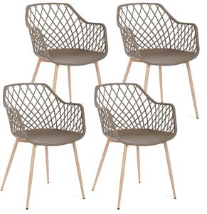 Set 4 Sedie 58x54x85,5 cm in Plastica Tortora