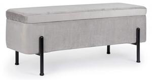 Panca Fondo Letto 2 Posti 110x42x42 cm con Vano Contenitore Irina Grigio Chiaro