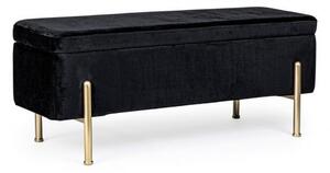 Panca Fondo Letto 2 Posti 110x42x42 cm con Vano Contenitore Irina Nero