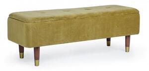 Panca Fondo Letto 2 Posti 120x42x42 cm con Vano Contenitore Kira Verde Oliva