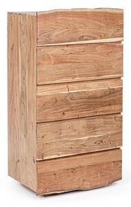 Cassettiera 5 Cassetti 70x45x130 cm in Legno Marrone
