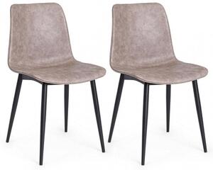 Set 2 Sedie 44x50x80 cm in Similpelle Nero e Beige