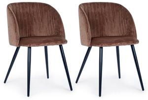 Set 2 Sedie 53x57x81,5 cm in Poliestere Effetto Velluto Ruggine