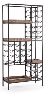Mobile Cantinetta Portabottiglie 86x35x180 cm in Acciaio e Legno
