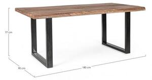 Tavolo da Pranzo 180x90x77 cm in Acciaio e Legno