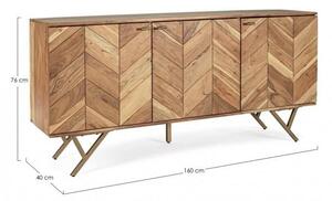 Credenza 3 Ante 160x40x76 cm in Legno Marrone