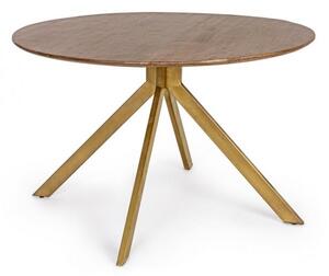 Tavolo da Pranzo Ø120x76 cm in Acciaio e Legno