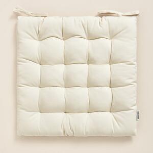 Cuscino per sedia in cotone crema premium 40x40 cm