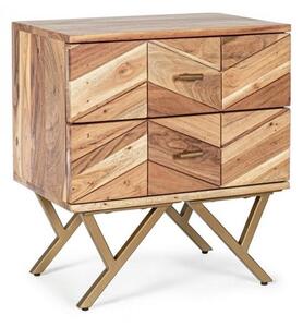 Comodino 2 Cassetti 50x35x55 cm in Legno