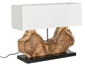 Lampada da Tavolo 60x20x55 cm E27 in Legno e Acciaio Pralume in Cotone Bianco