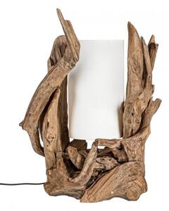 Lampada da Tavolo 55x40x80 cm E27 in Legno Pralume in Cotone Bianco