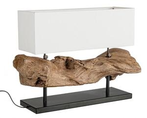 Lampada da Tavolo 75x25x55 cm E27 in Legno e Acciaio Pralume in Cotone Bianco
