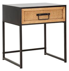 Comodino 1 Cassetto 45x40x51,5 cm in Metallo e Legno