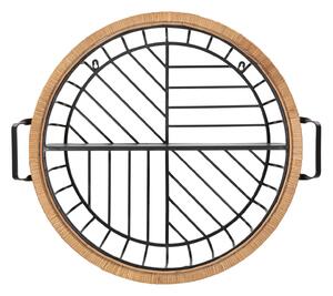 Mensola Rotonda da Parete 72,5x18x65 cm in Metallo e Rattan