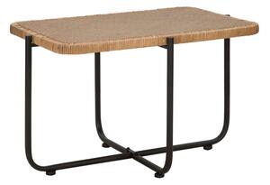 Tavolino Basso 75x55x46,5 cm in Metallo con Piano in Rattan