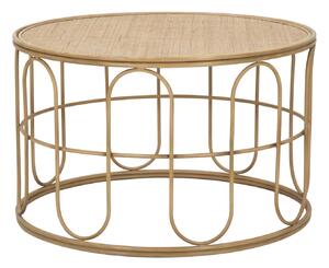 Tavolino Basso Ø80x50 cm in Metallo Piano in Rattan