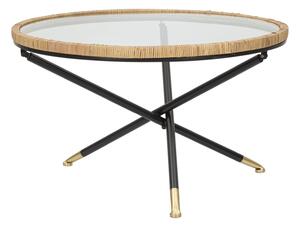 Tavolino Basso Ø80x46,5 cm in Metallo con Piano in Vetro