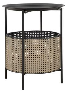 Tavolino Basso Ø40x50 cm con Contenitore in Metallo Nero