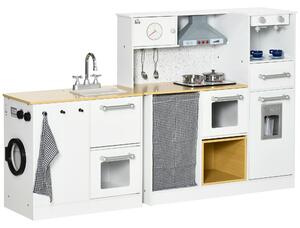 Cucina Giocattolo per Bambini con Utensili Luci ed Effetti Sonori in MDF e PP Bianca
