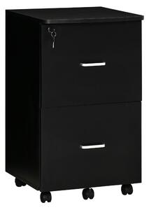 Cassettiera 2 Cassetti da Ufficio 43x45x72 cm con Ruote in MDF e Truciolato Nero