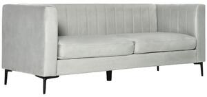 Divano 3 Posti 199x72x75 cm in Tessuto Velluto Grigio Chiaro