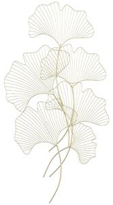 Decorazione Murale 3D 51x94,5 cm in Metallo Foglia di Ginkgo Oro