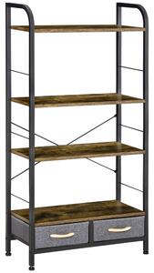 Libreria 4 Scaffali 2 Cassetti 64x27,5x121 cm in Acciaio e Truciolato