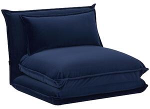 Poltrona da Pavimento 82x76x59 cm in Tessuto Effetto Velluto Blu Scuro