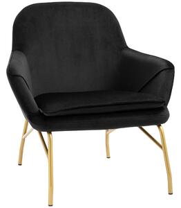 Poltrona Imbottita 74x68x77 cm in Tessuto Effetto Velluto Nero