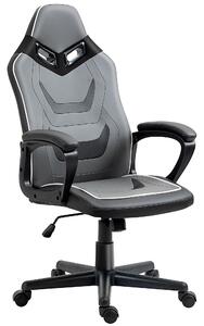 Sedia da Gaming 60x63x113-125 cm in Similpelle Grigia e Nera