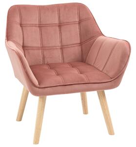 Poltroncina Imbottita 68,5x61x72,5 cm in Tessuto Effetto Velluto Rosa
