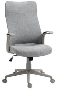 Sedia Poltrona Direzionale da Ufficio 61x64,5x104-112 cm in Tessuto Effetto Lino Grigia