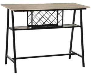 Tavolo Bar con Portabottiglie 120x60x91 cm in Truciolato e Acciaio Nero