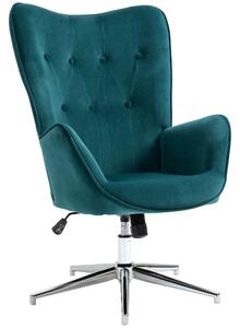 Poltrona Imbottita 66x73x111,5 cm in Tessuto Effetto Velluto Blu