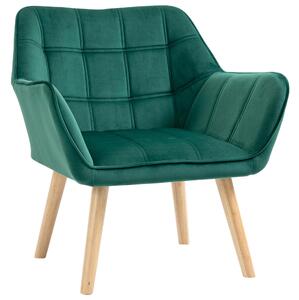 Poltroncina Imbottita 64x62x72,5 cm in Tessuto Effetto Velluto Verde